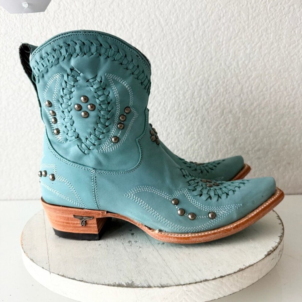 Lane COSSETTE Womens Cowboy Booties 6.5 Western Cowgirl Blue Short Ankle Boots - Picture 3 of 13